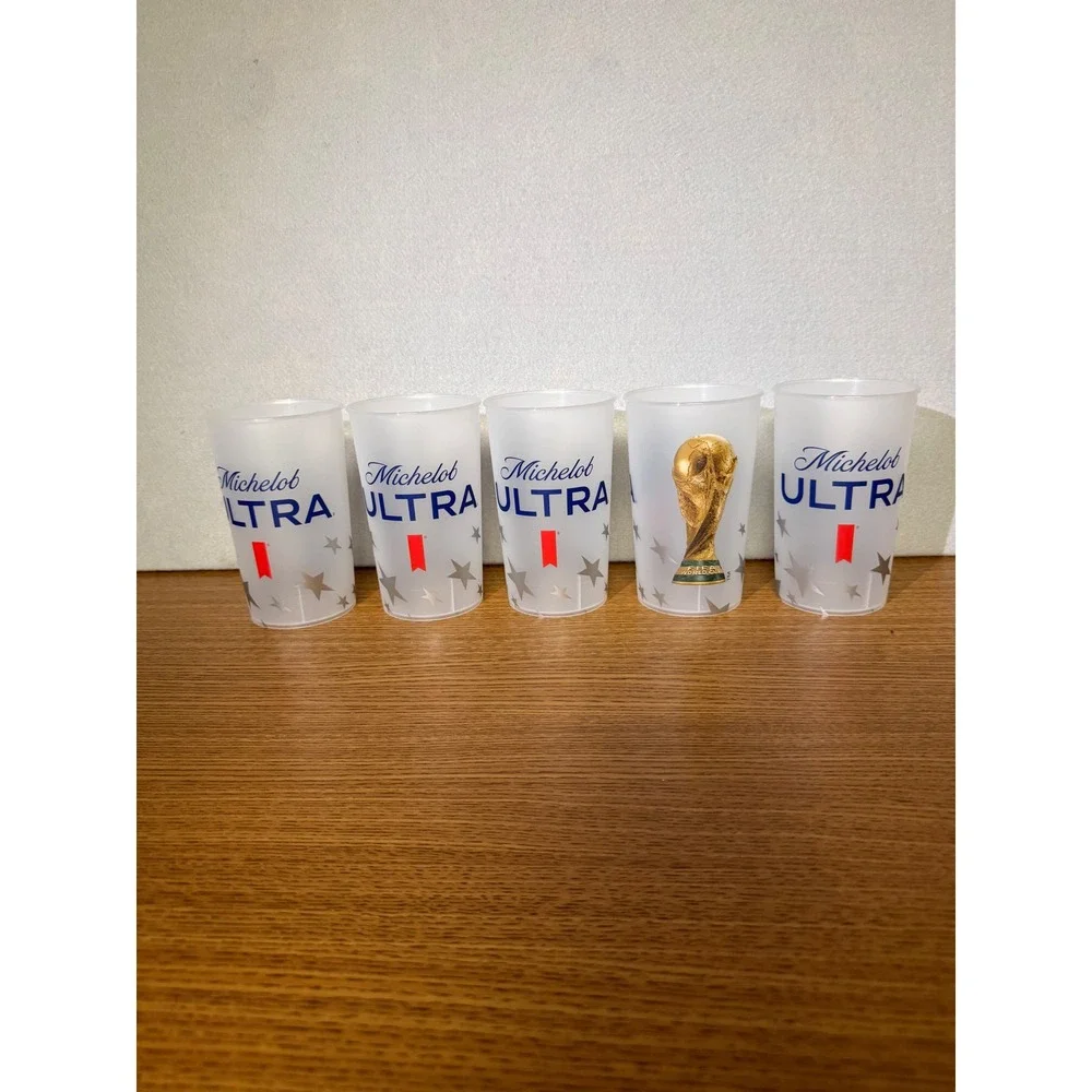 Michelob Ultra FIFA World Cup Plastic Stadium Cups Set of 5 Frosted Soccer Beer